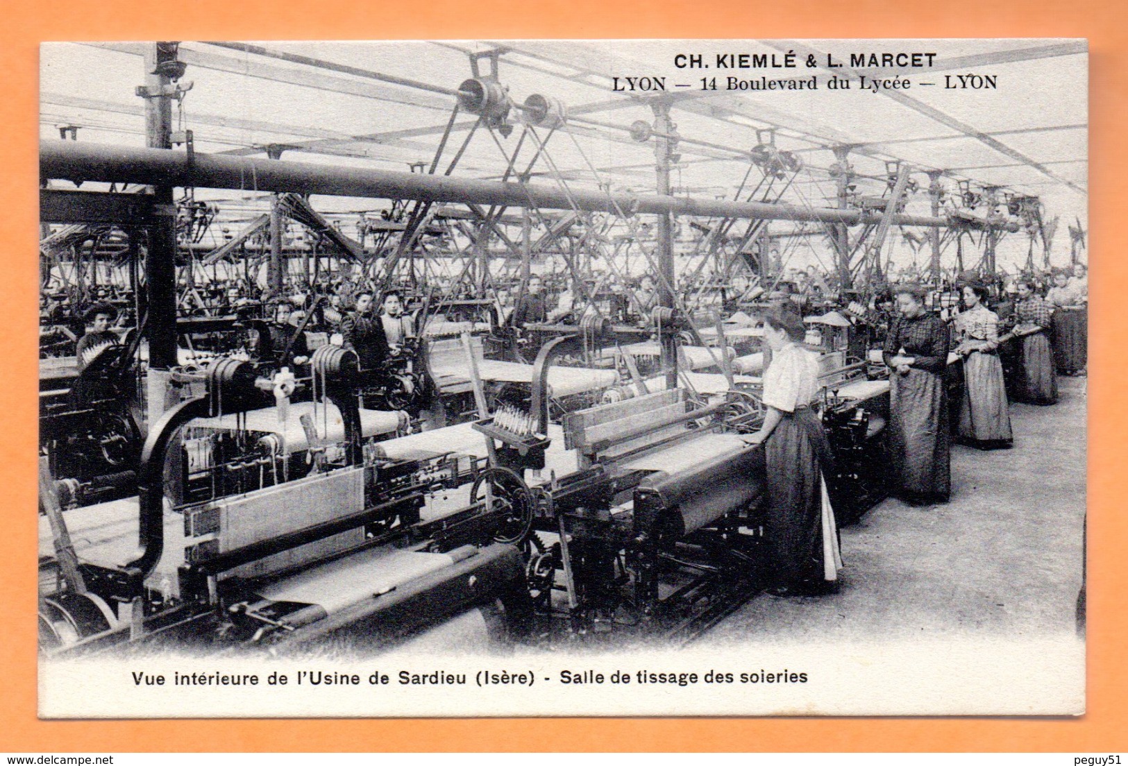 38. Sardieu. Fabrique De Tulles Ch. Kiemlé & L. Marcet. Intérieur De L'usine. Salle De Tissage Des Soieries - Other & Unclassified