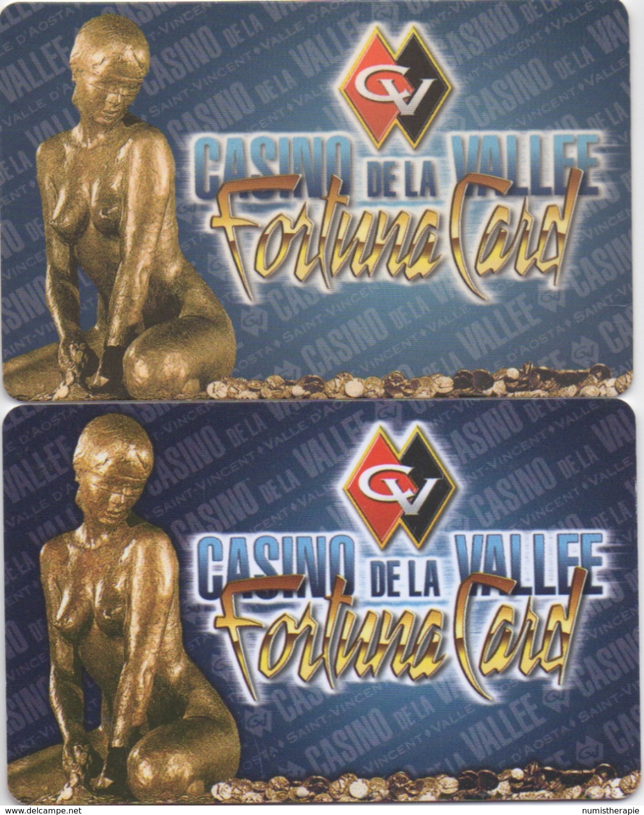 Lot De 2 Cartes Différentes : Fortune Card : Casino De La Vallée D'Aosta Saint-Vincent Italie - Casino Cards