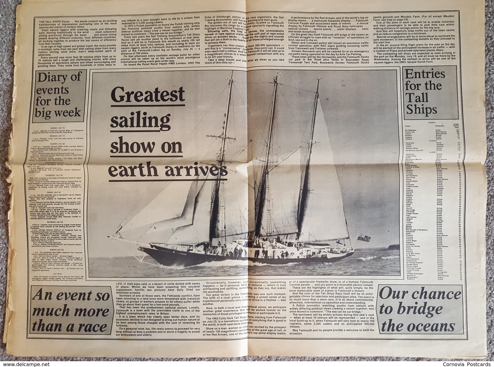 Tall Ships '82 at Falmouth, Cornwall, Newspaper, July 1982