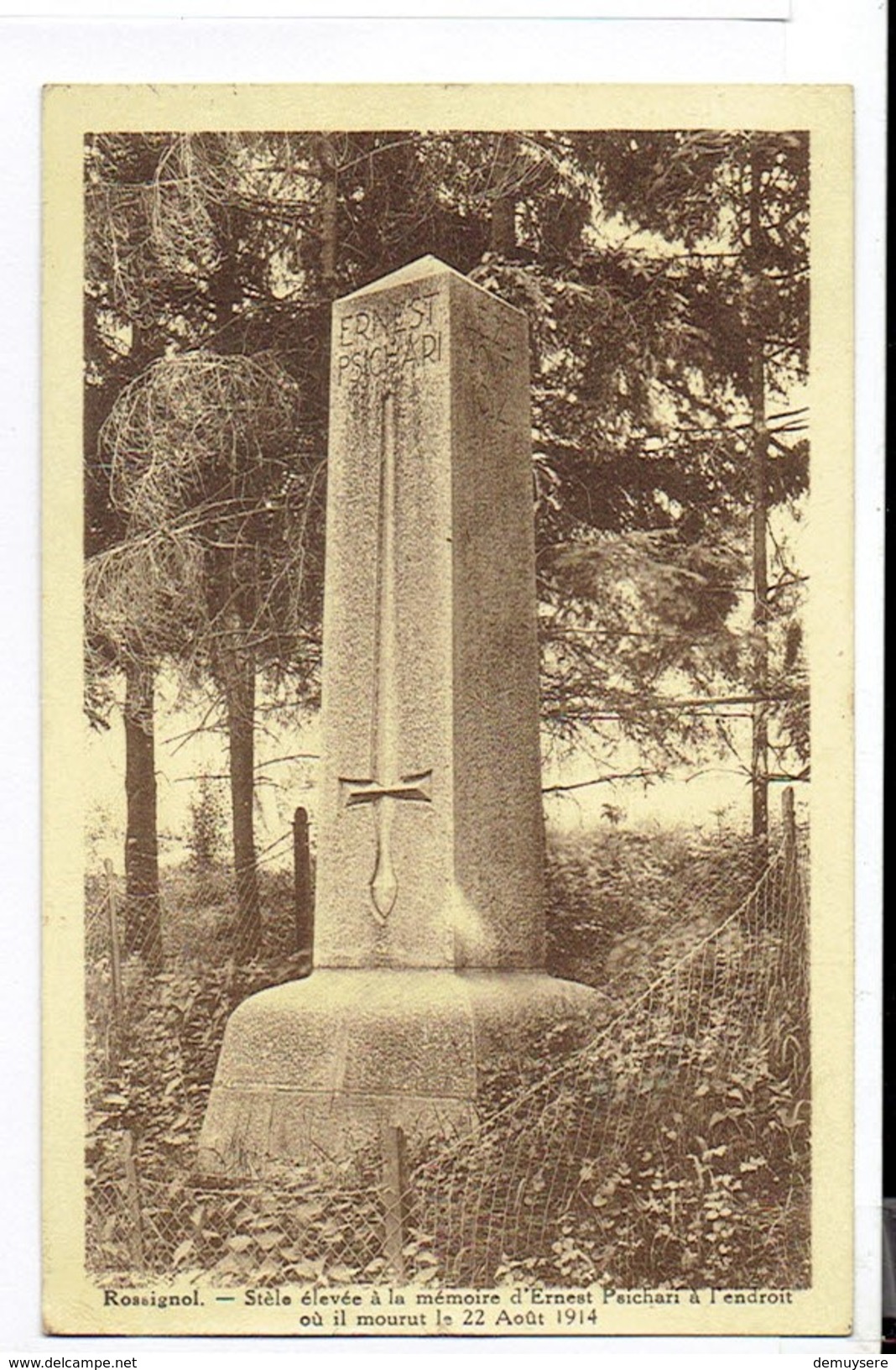 40924 - D - Rossignol Stele Elevee A La Memoire D Ernest Psichari A L Endroit Ou Il Mourut Le 22 Aout 1914 - Tintigny