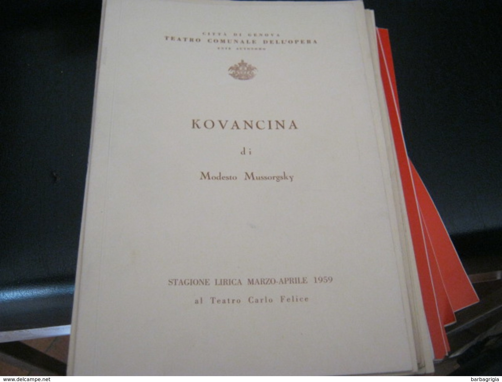 PROGRAMMA TEATRO COMUNALE DELL'OPERA STAGIONE LIRICA MARZO-APRILE 1959 - Programmi