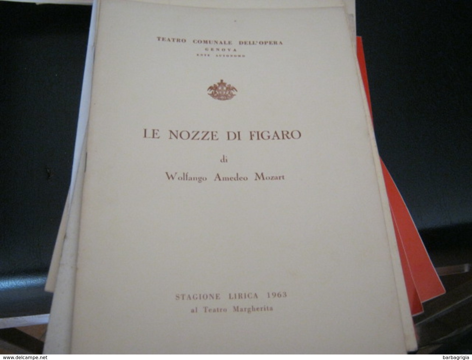 PROGRAMMA TEATRO COMUNALE DELL'OPERA -GENOVA -STAGIONE LIRICA 1963 - Programas