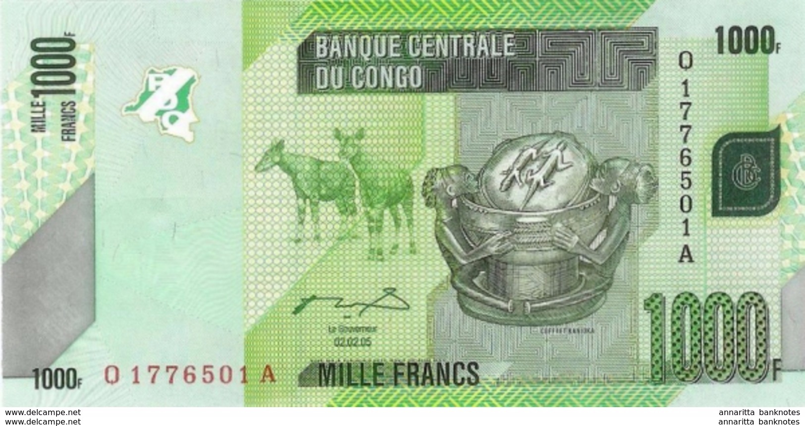CONGO DEMOCRATIC REPUBLIC 1000 FRANCS 2005 (2012) P-101a UNC [ CD323a ] - Democratic Republic Of The Congo & Zaire