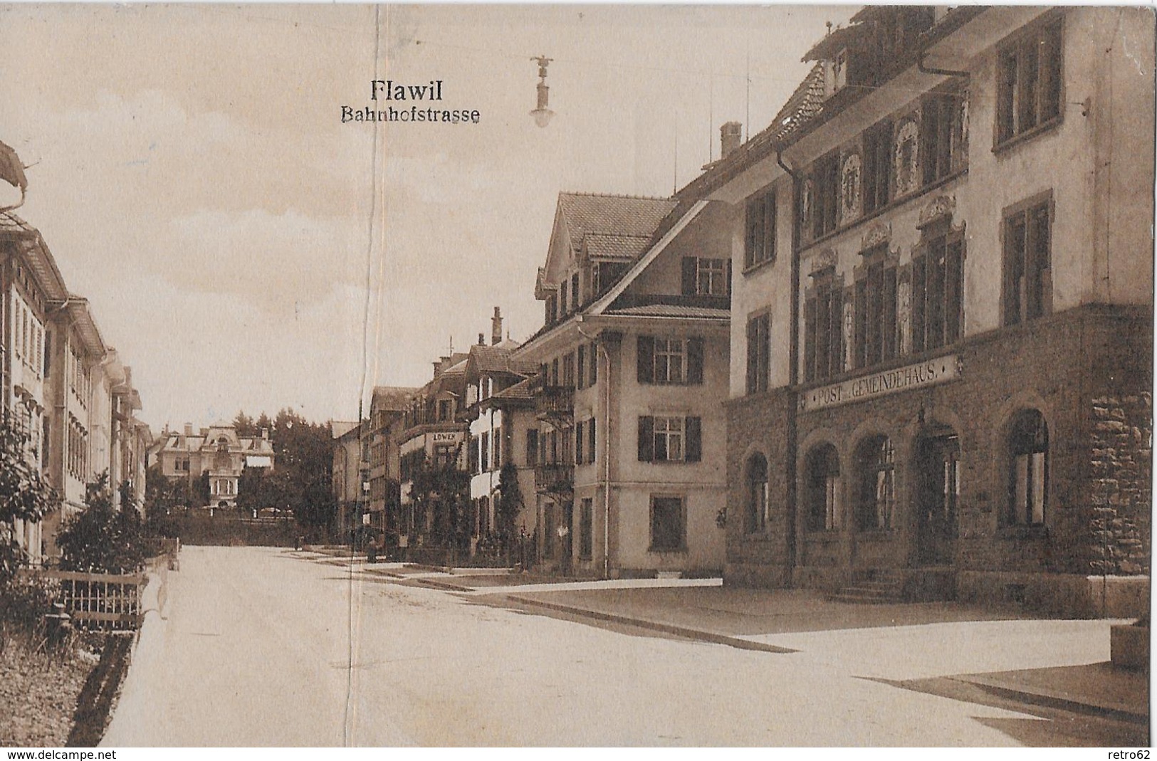 FLAWIL &rarr; Bahnhofstrasse Mit Post & Gemeindehaus Anno 1924 - Flawil