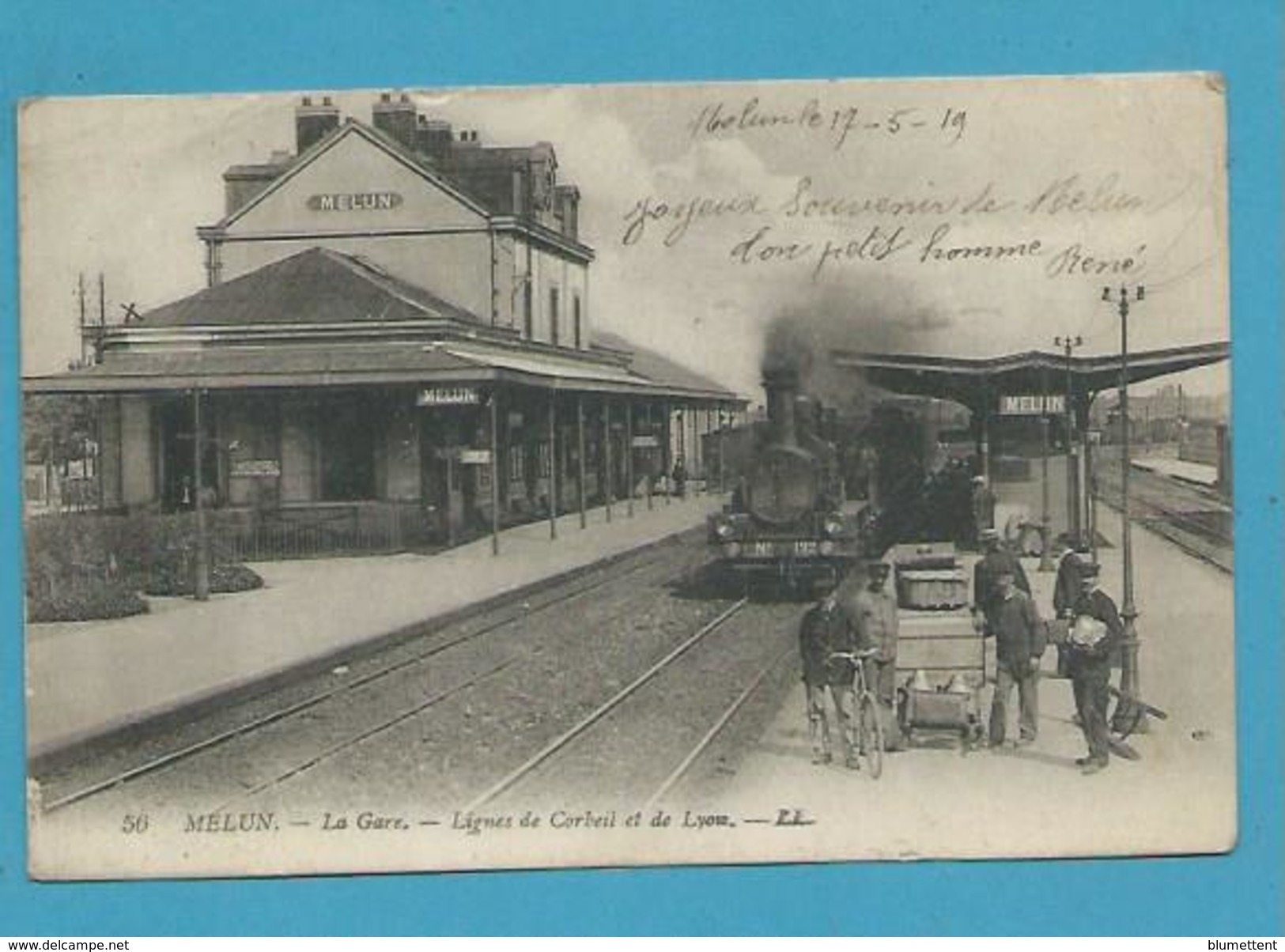 CPA 79 - Chemin De Fer Ligne De Corbeil Et De Lyon Train En Gare De MELUN 77 - Melun