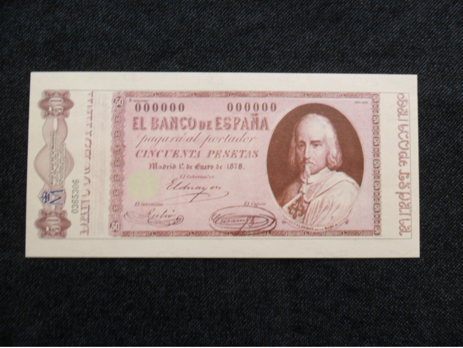 ESPAÑA BILLETE FACSÍMIL OFICIAL  DE LA FNMT - [ 8] Fakes & Specimens