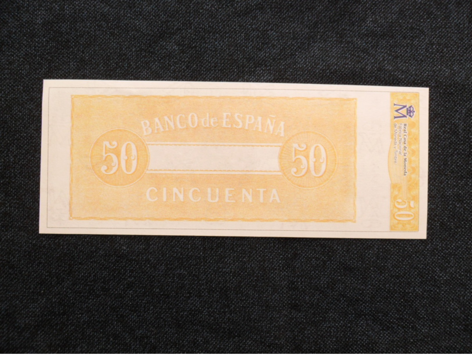 ESPAÑA BILLETE FACSÍMIL OFICIAL  DE LA FNMT - [ 8] Fakes & Specimens