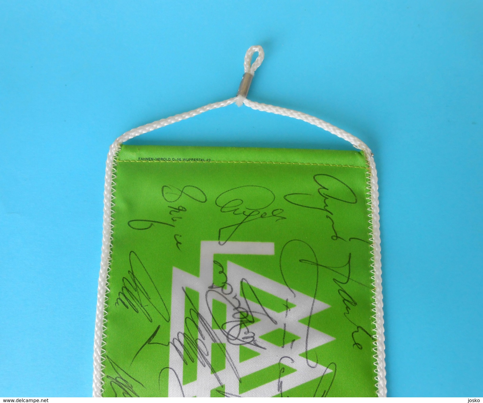 GERMANY NATIONAL FOOTBALL TEAM 1980s - Vintage Pennant With Original Autographs * Deutschland Fussball Team Autographen - Authographs