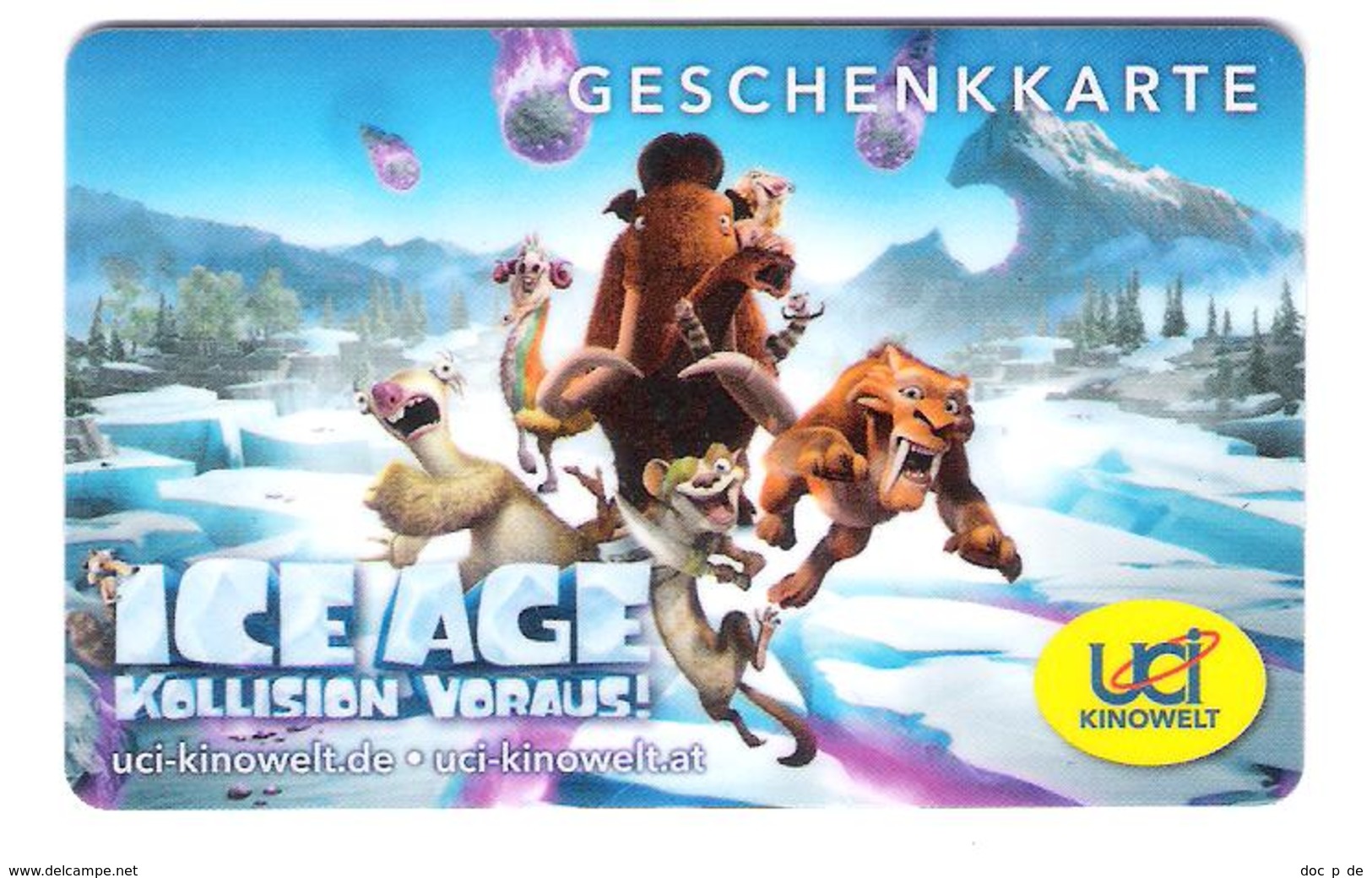 Germany - Allemagne - UCI Kino - Ice Age - Comic - Carte Cadeau - Carta Regalo - Gift Card - Geschenkkarte - Gift Cards