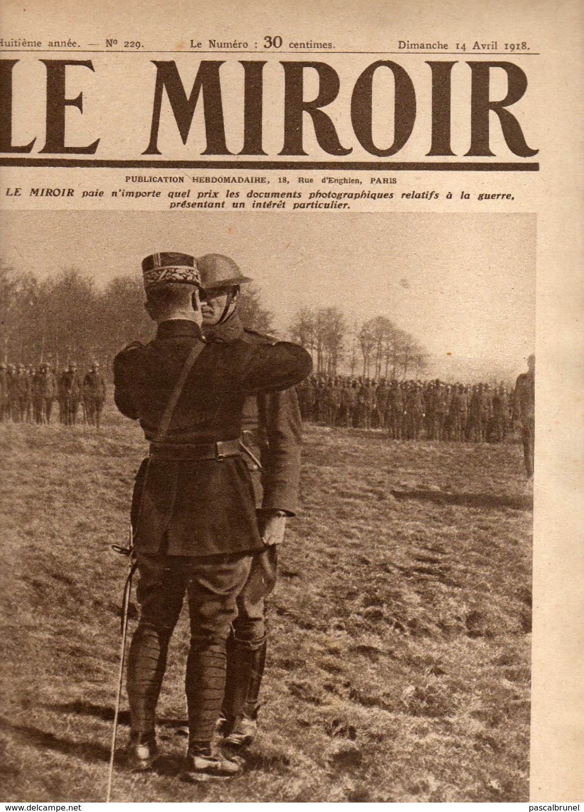 JOURNAL LE MIROIR N° 229 Du  DIMANCHE 14/04/1918 - Other & Unclassified