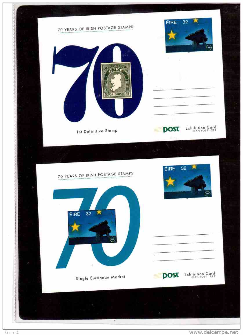 TEM9708   -    EIRE   /     4 ENTIRES NEW ( POST EXIBITION CARD: 70 YEARS OF IRISH POSTAGE STAMPS ) - Interi Postali