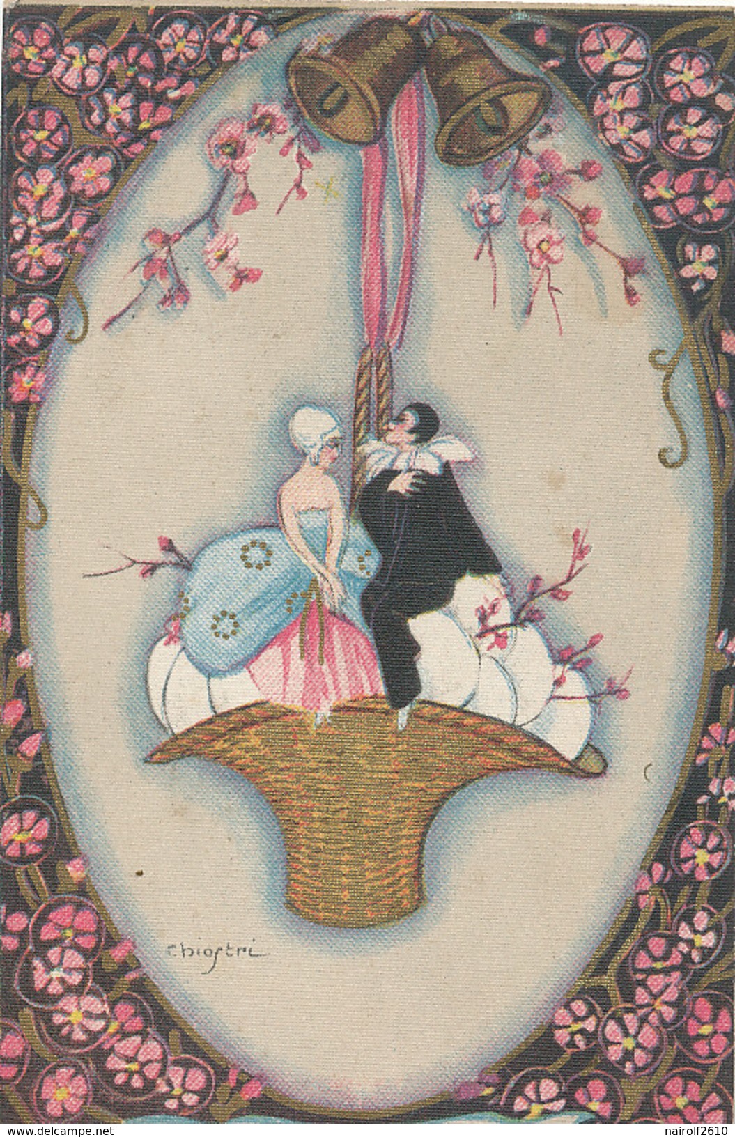 ILLUSTRATION / CHIOSTRI / Couple D'amoureux Dans Un Panier Suspendu - Chiostri, Carlo