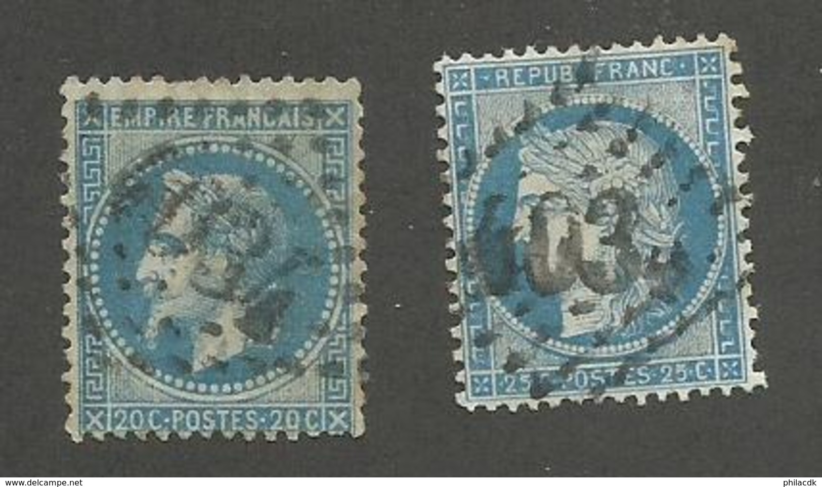 FRANCE - N°YT 29B ET 60A OBLITERES AVEC GC 4034 TROYES - COTE YT : 5&euro; - 1868/71 - Autres & Non Classés