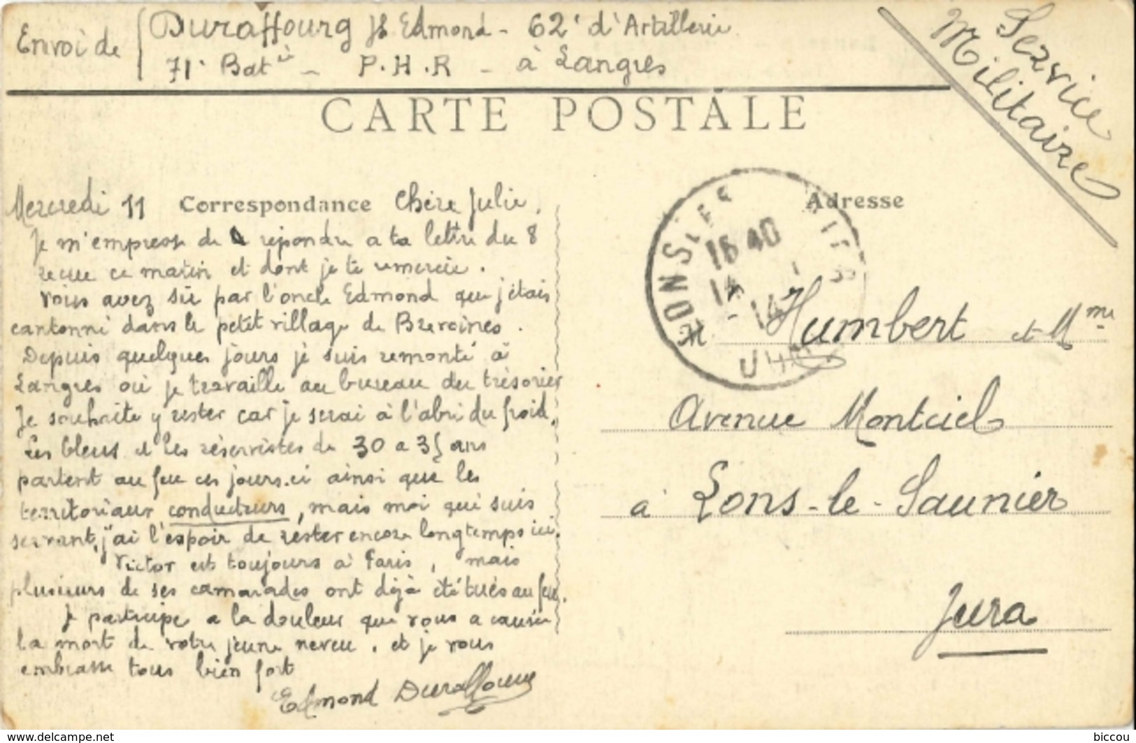 CPA LANGRES 52 - 1914 - Porte Des Auges Tour Saint Fergeux (Correspondance Militaire 71e Bataillon PHR. 62e D'Artillerie - Langres