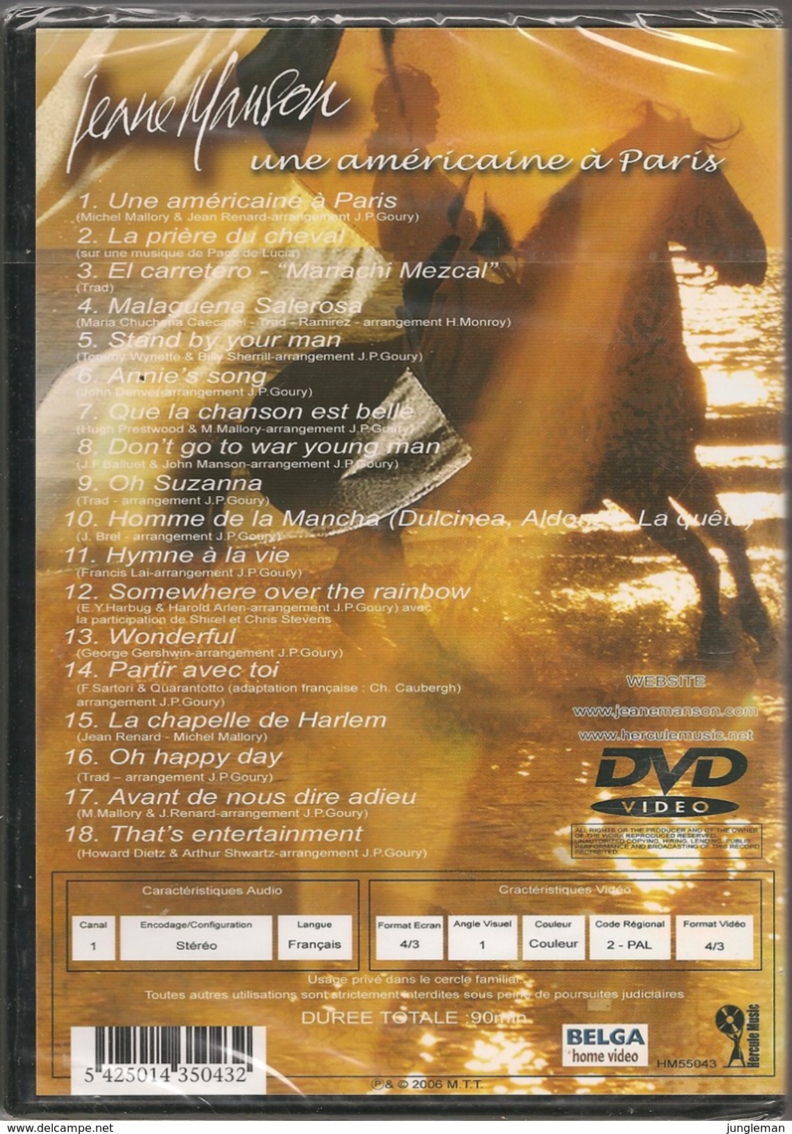 DVD Jeane Manson - Une Américaine à Paris - 30 Ans De Chansons - Musik-DVD's