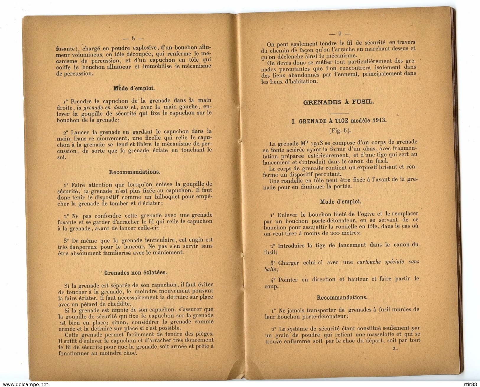 Rare Manuel Français Sur Les Grenades Allemandes 1917  14-18 - 1914-18