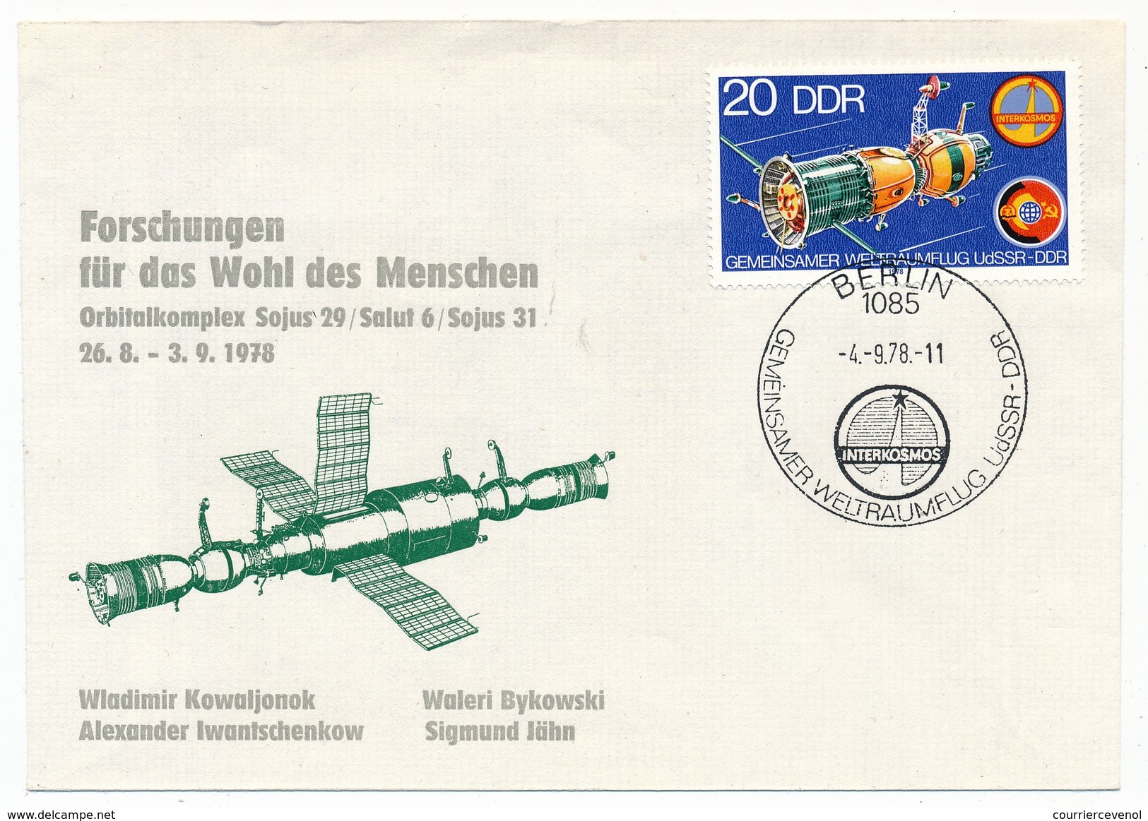 Allemagne DDR - Enveloppe "Gemeinsamer Weltraumflug UDSSR - DDR" - 1978 - Europa