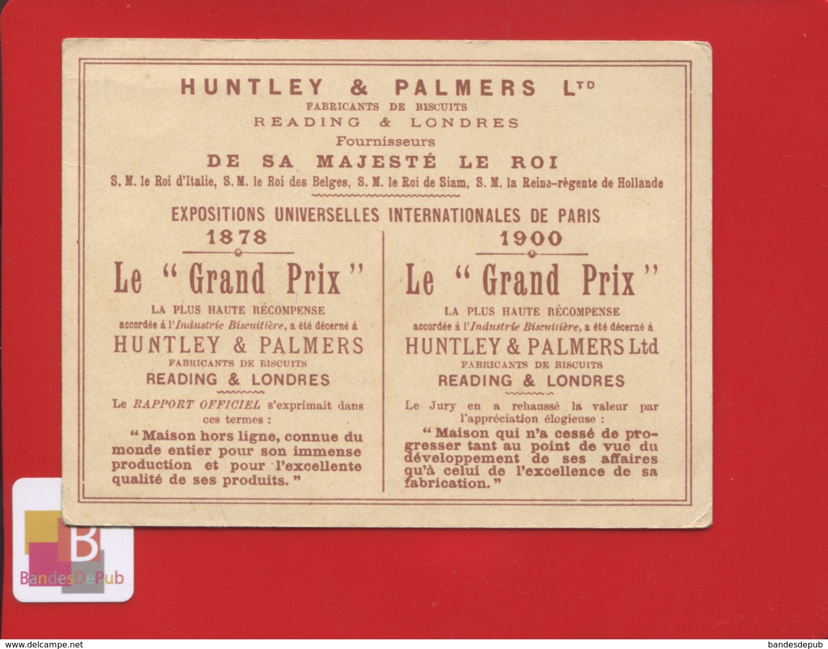 HUNTLEY PALMERS LONDRES  GRAND PRIX  Exposition Universelle 1878 1900 OURS BLANC PHOQUE BANQUISE CHASSEUR CHASSE FUSIL - Autres & Non Classés