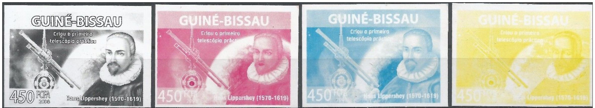 Guinea Bissau Lippershey Astronomy Color Trial Progresive Proof Michel 3932 32 - Autres & Non Classés