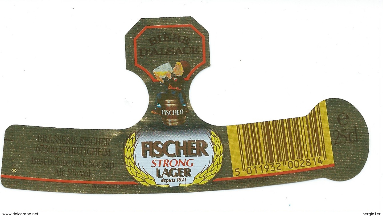 Etiquette Biere Fischer Schiltigheim  Fischer Strong Lager  25cl - Beer