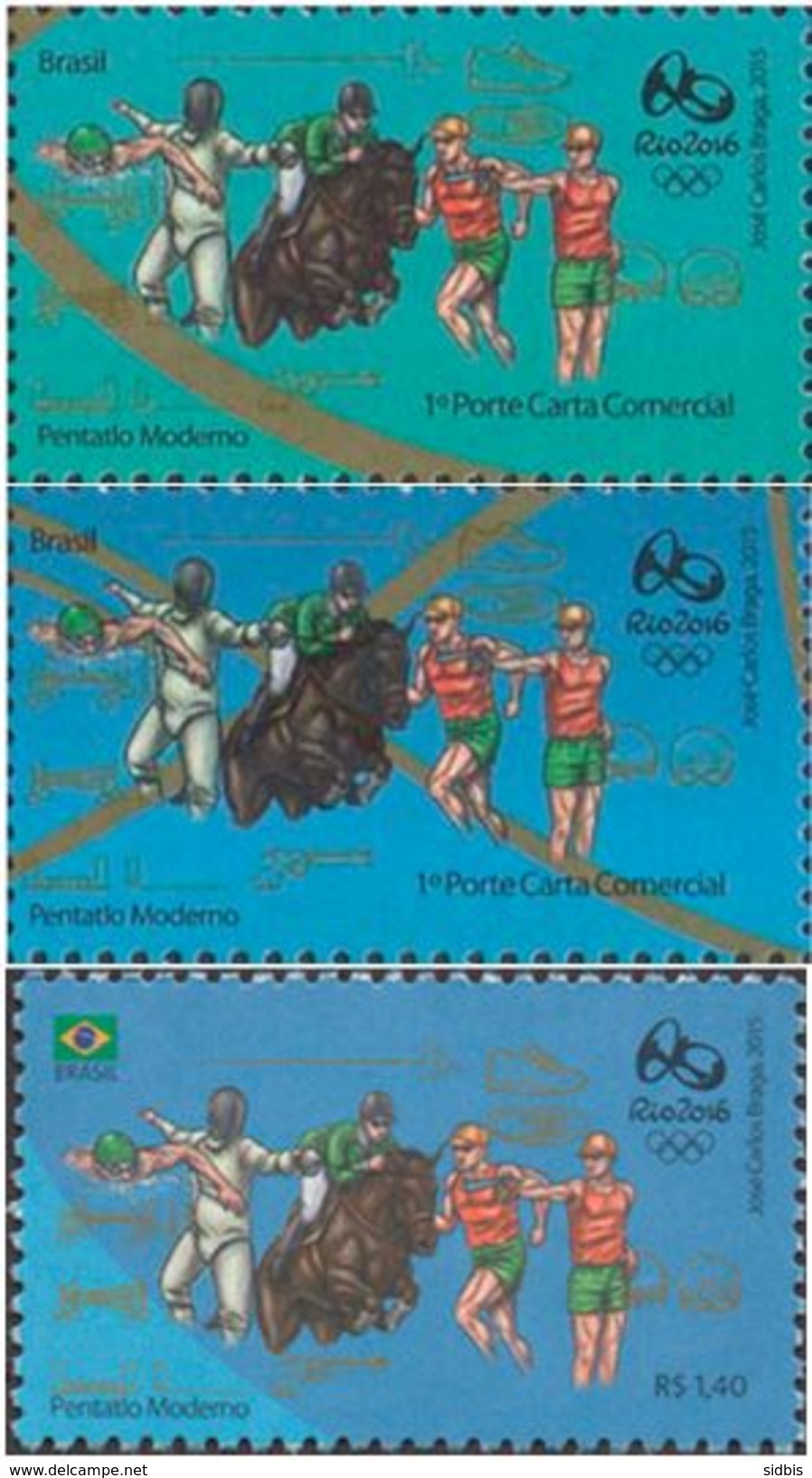 BRAZIL 2015 Olimpic Sport Games Rio 2016 Modern Pentathlon Horse Fencing Shooting Sport - Unused Stamps