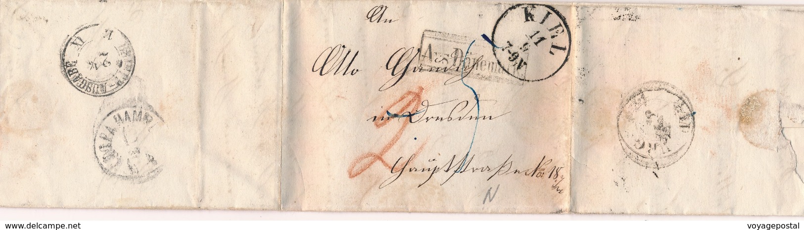 Lettre Kiel Schleswig-Holstein Aus-Dänemark 1862 - Schleswig-Holstein