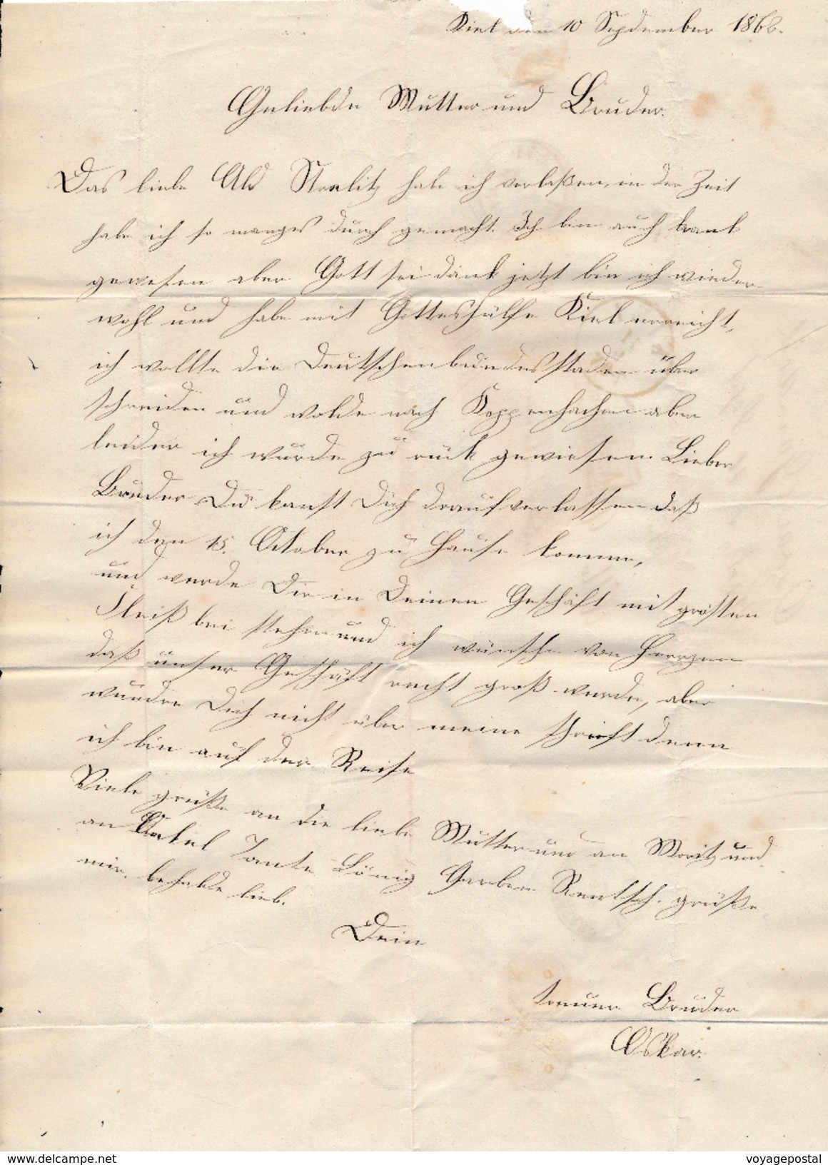 Lettre Kiel Schleswig-Holstein Aus-Dänemark 1862 - Schleswig-Holstein