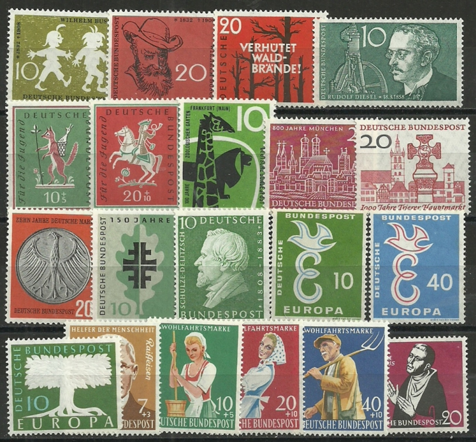 Bund  Jahr 1958, Ohne 285 X,Y, Postfrisch - Ungebraucht