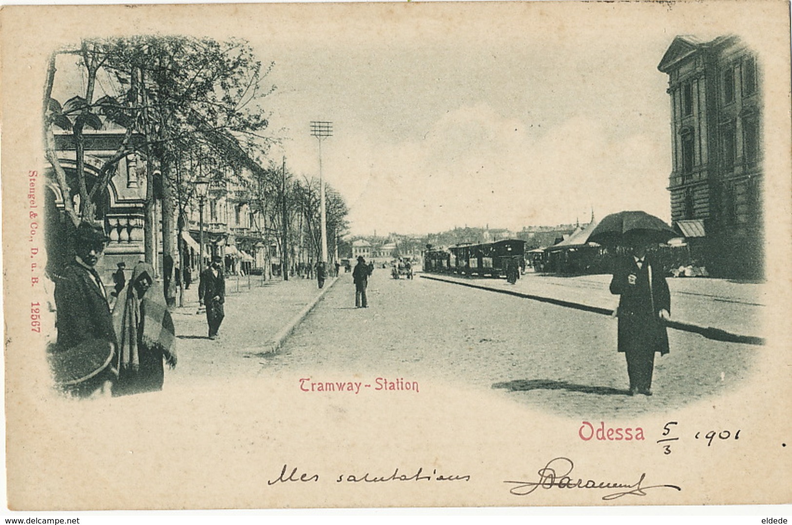 Odessa  Tramway Station Edit Stengel 12567 Timbrée 1901 Vers Hesdin Postcard Club Wawel - Oekraïne