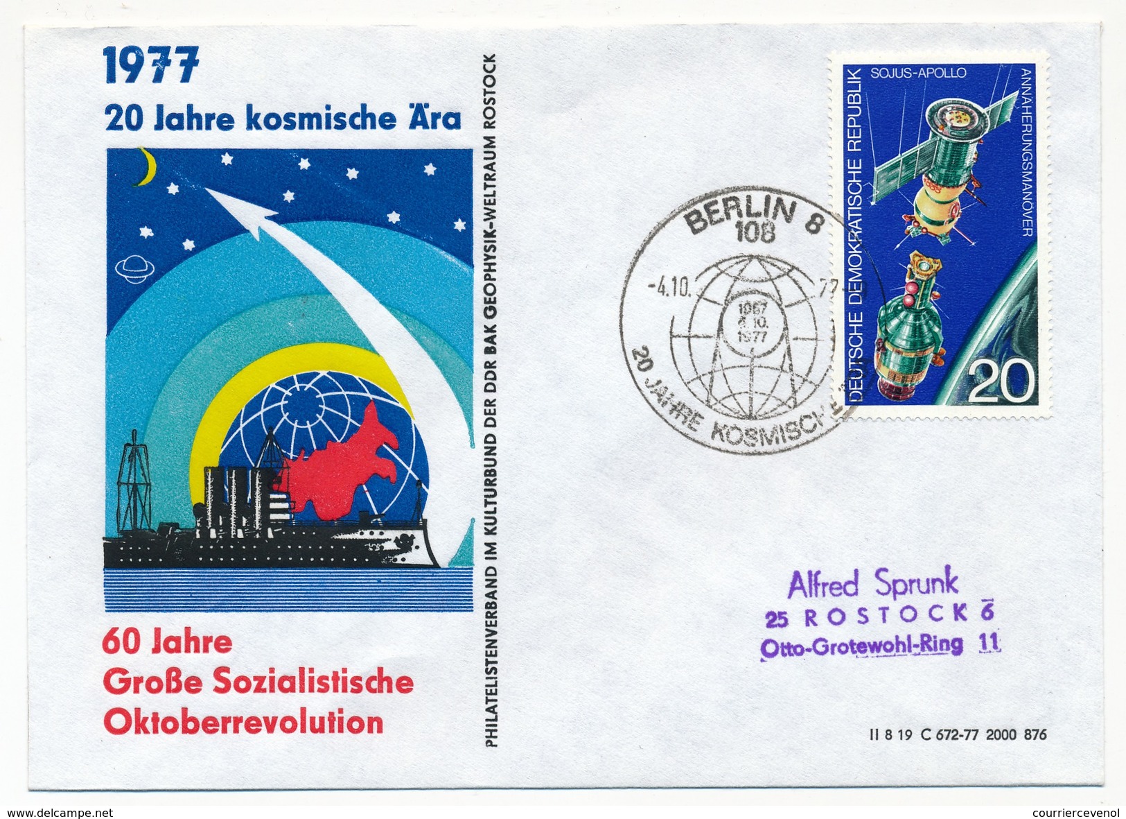 Allemagne DDR - Enveloppe "1977 - 20 Jahre Kosmiche Ära" Berlin1977 - Europa