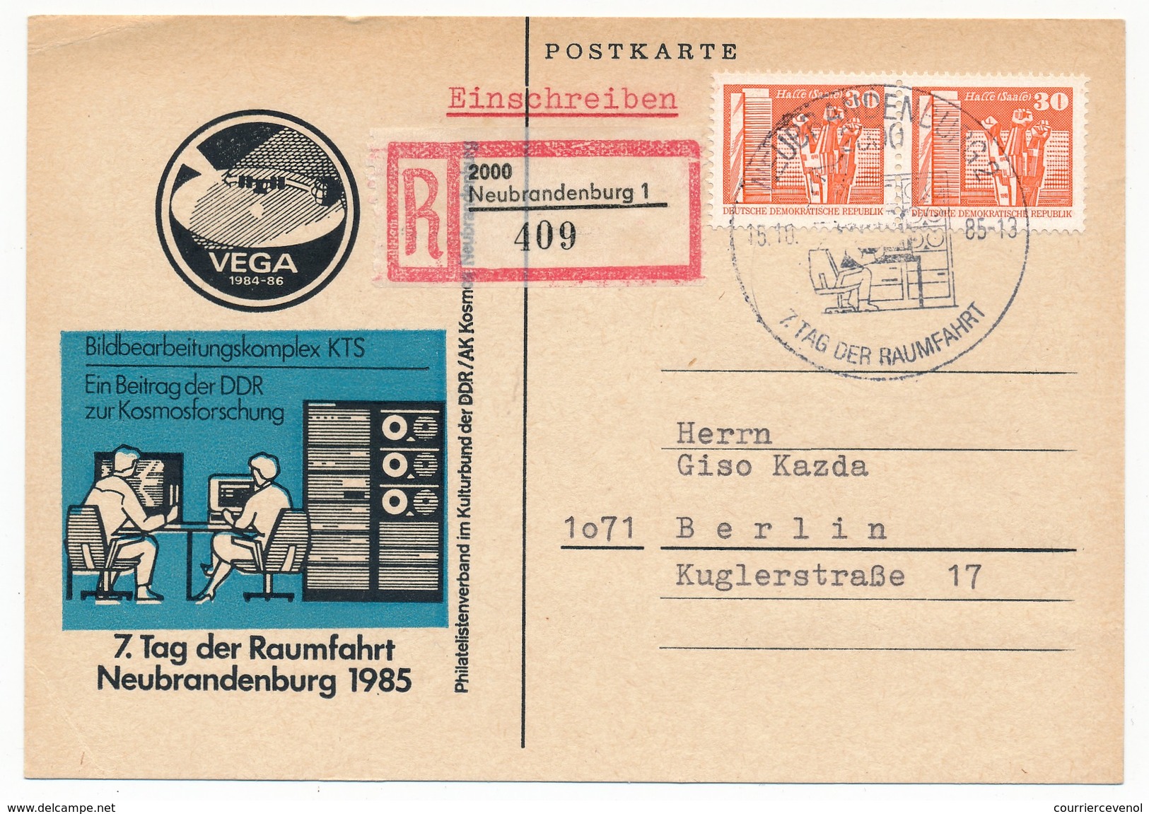 Allemagne DDR - Carte "Tag Der Raumfahrt"  - Neubrandenbourg 1985 - Europa