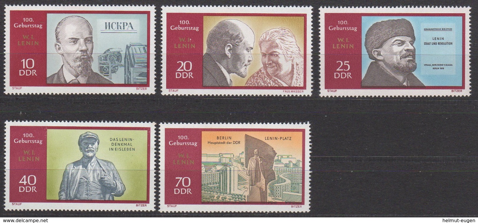 MiNr. 1557 - 1561 Deutschland Deutsche Demokratische Republik    1970. 100. Geburtstag Von Wladimir Iljitsch Lenin - Unused Stamps