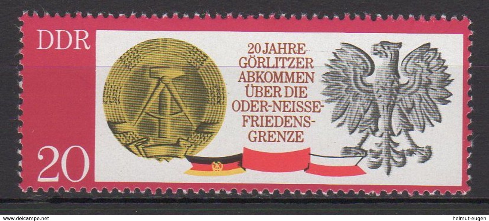 MiNr. 1591 Deutschland Deutsche Demokratische Republik 20. Jahrestag Des Görlitzer Abkommens Zur Oder-Neiße-Grenze - Unused Stamps