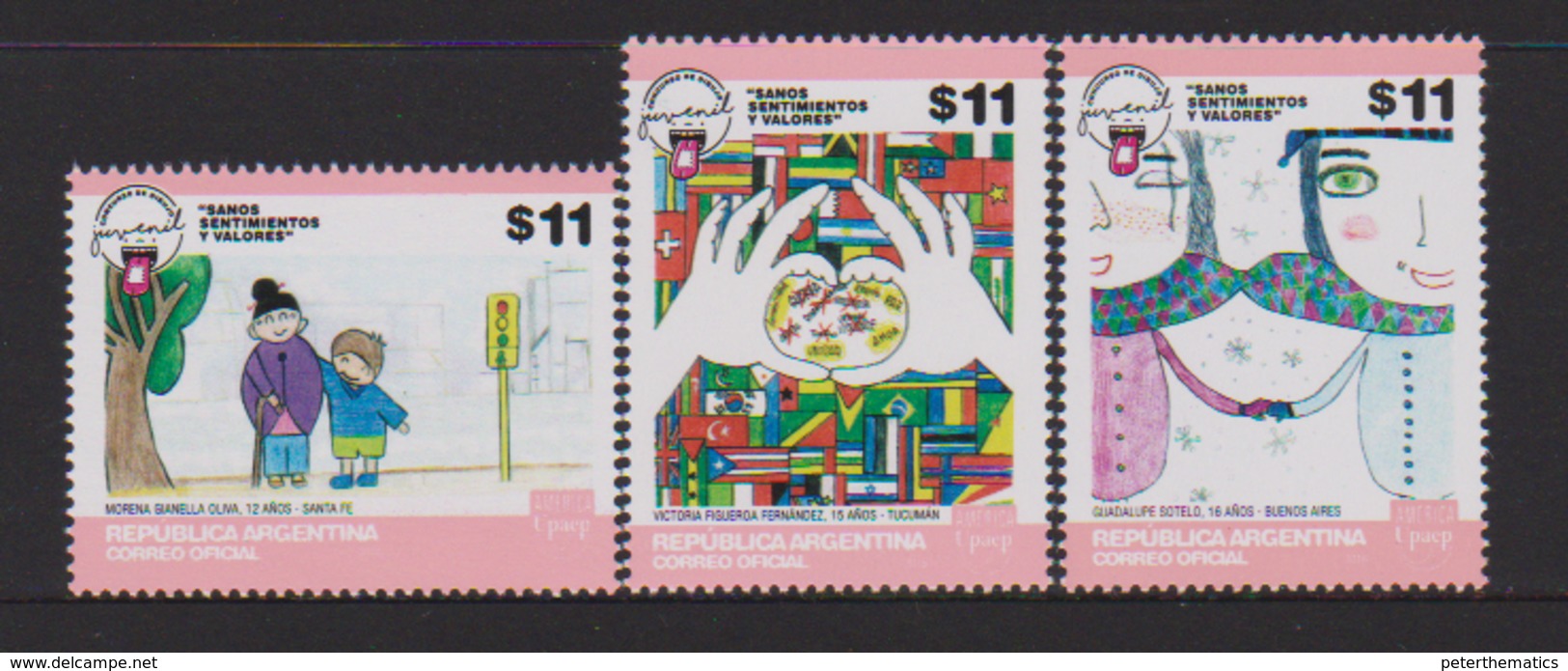 ARGENTINA, 2017, MNH, JOINT ISSUE , UPAEP, CHILD ART, FLAGS,3v - Joint Issues