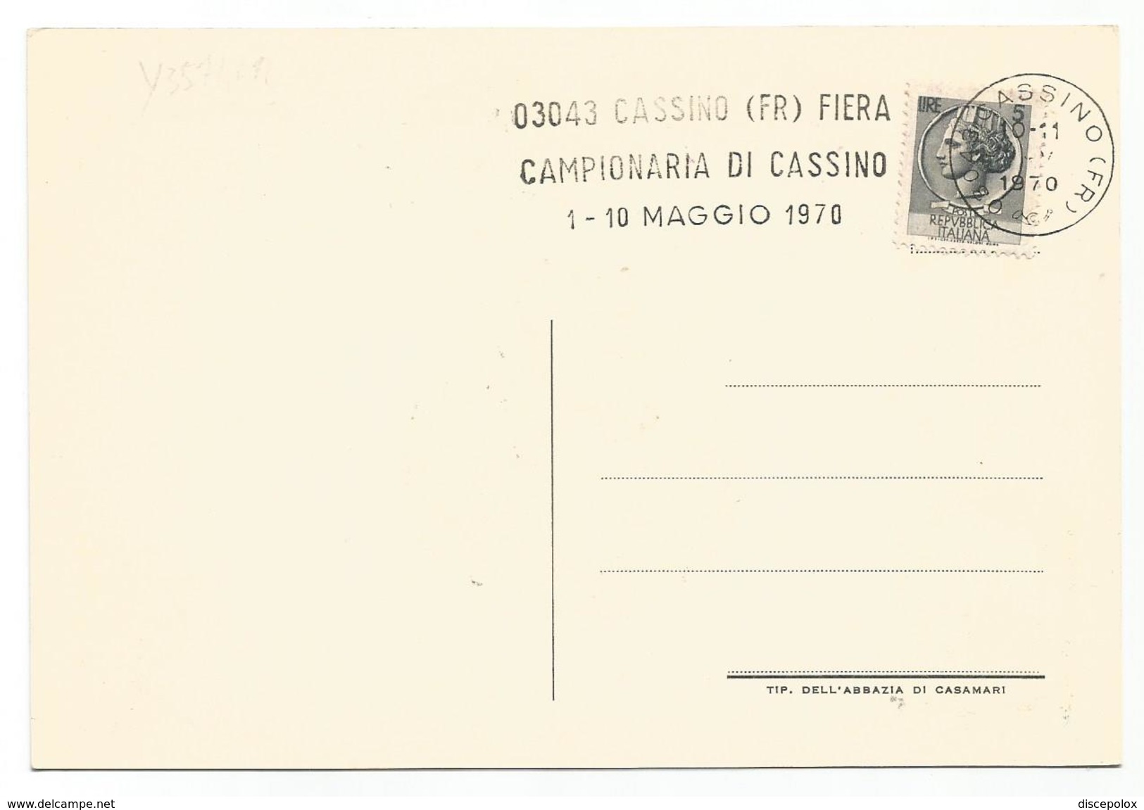 Y3574/75 Cassino (Frosinone) - Ente Fiera - Convegno Filatelico 1970 - Annullo Timbro Filatelico - Altri & Non Classificati