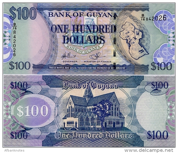 GUYANA       100 Dollars       P-36b       ND (2010)       UNC - Guyana