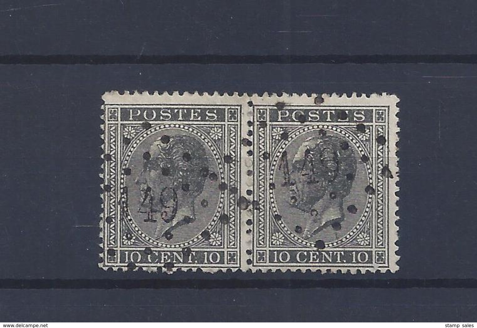 N°17A IN PAAR GESTEMPELD L149 Gilly COB &euro; 7,00 + COBA &euro; 4,00 SUPERBE - 1865-1866 Profil Gauche