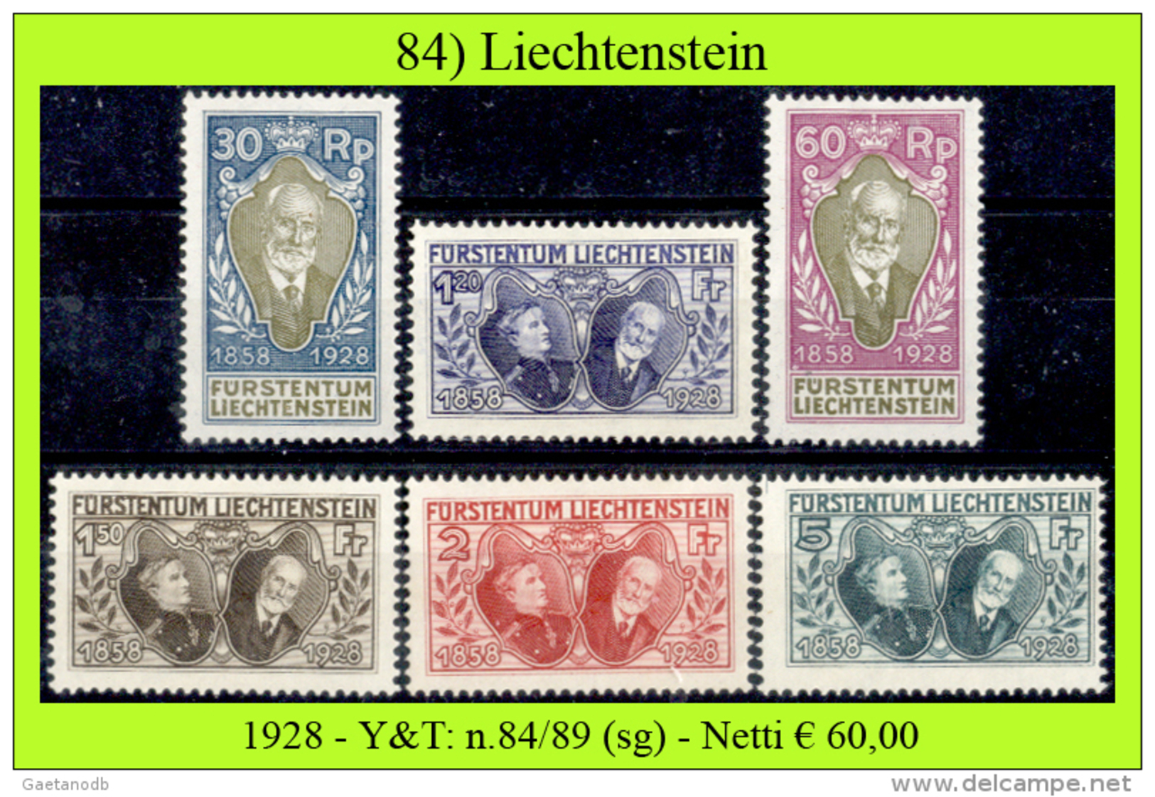 Liechtenstein-084 - 1928: Yvert & Tellier N. 84-89 (sg) NG - Privi Di Difetti Occulti. - Ungebraucht