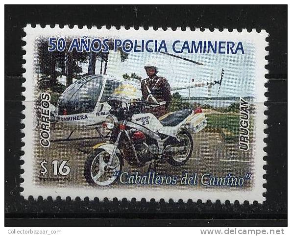 URUGUAY Sc#2081 MNH STAMP Police Motorbike Helicopter - Hélicoptères