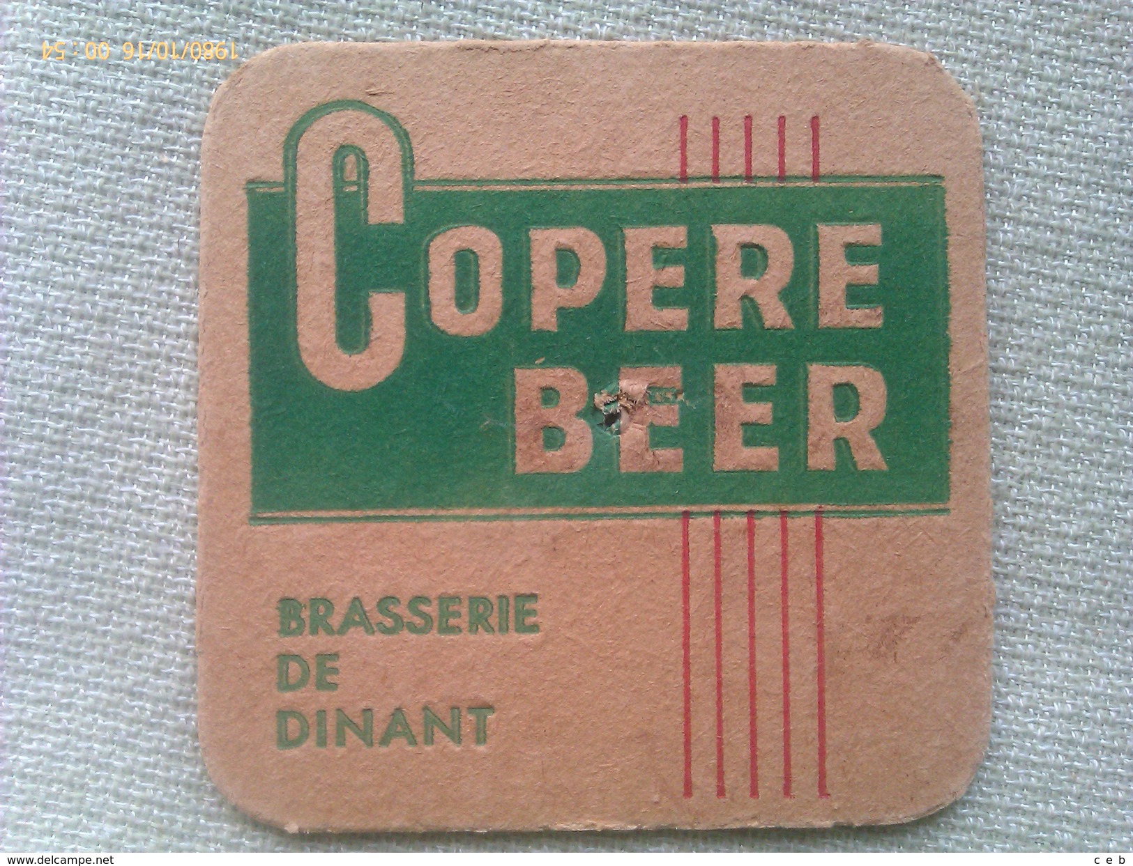 Posavasos Cerveza Copere Beer. Brasserie De Dinant. Francia. Años ´70. - Portavasos