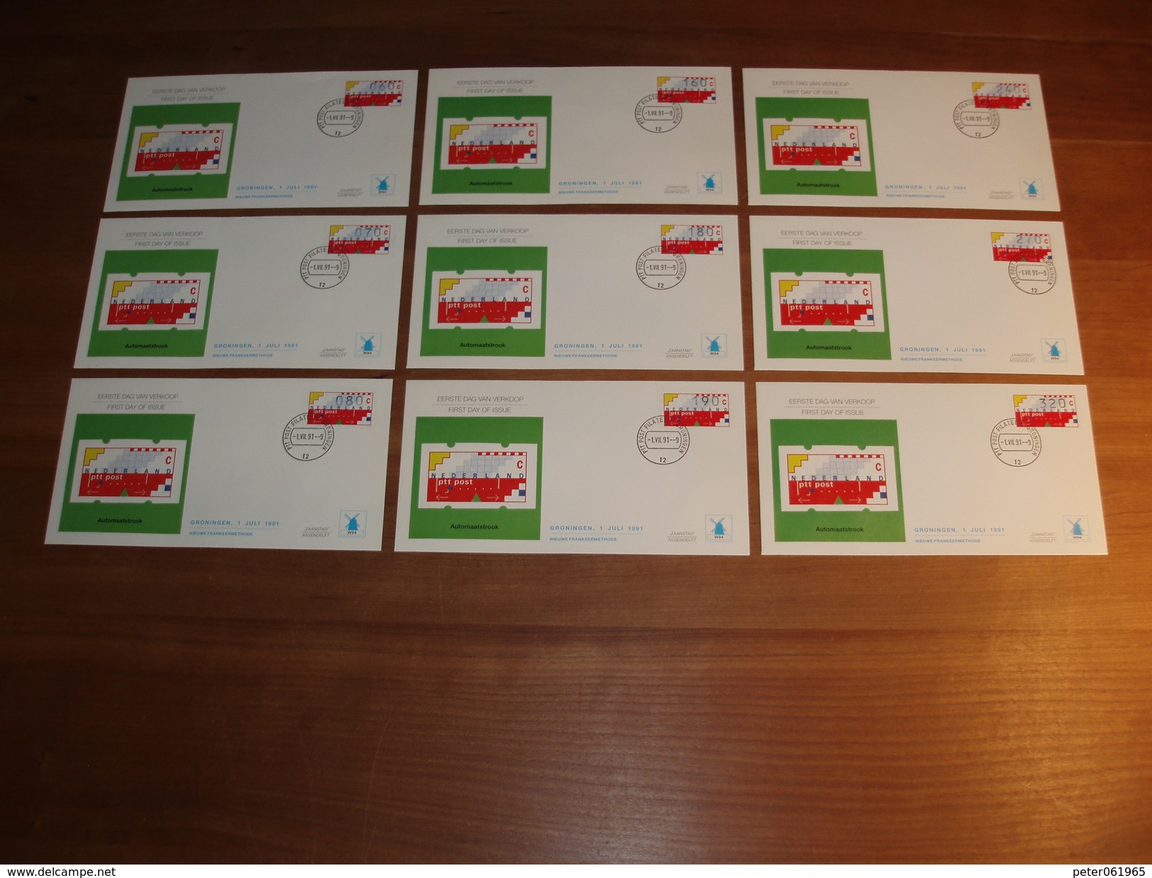 9 X Philato FDC W94 (= 9 Verschillende Waarden) - Blanco / Open Klep - FDC