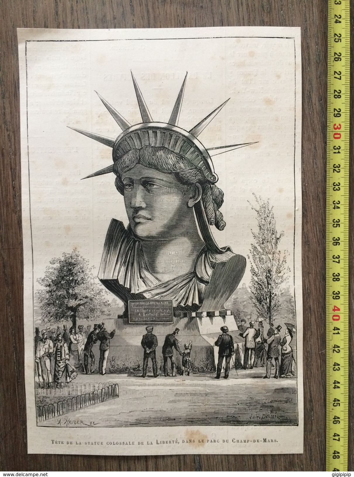 ENV 1890 PARIS TETE DE LA STATUE COLOSSALE DE LA LIBERTE DANS LE PARC DU CHAMP DE MARS DE BARTHOLDI - Collections