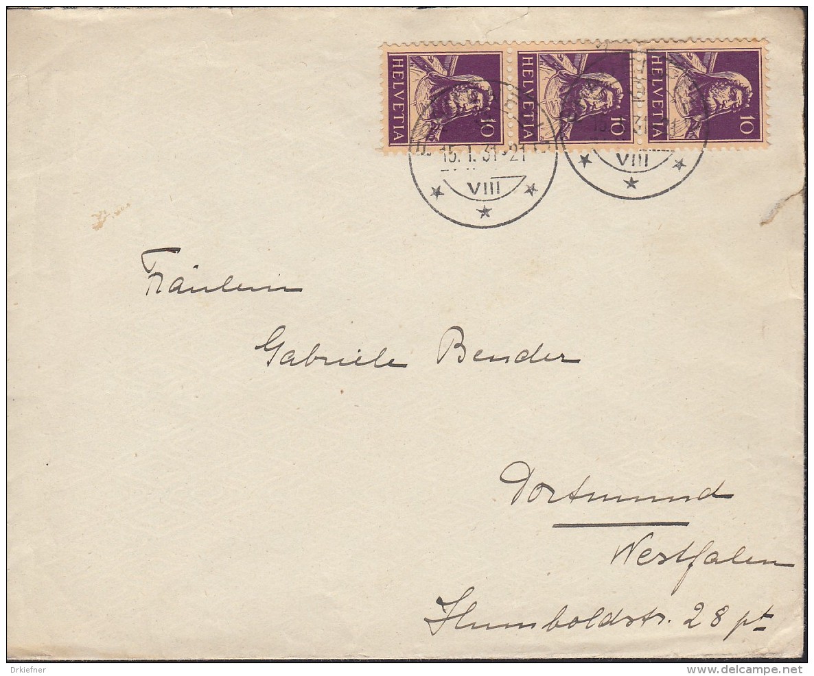 SCHWEIZ 204 X MeF Auf Auslandsbrief Mit Stempel: Frauenfeld 15.1.1931, Tell - Cartas & Documentos