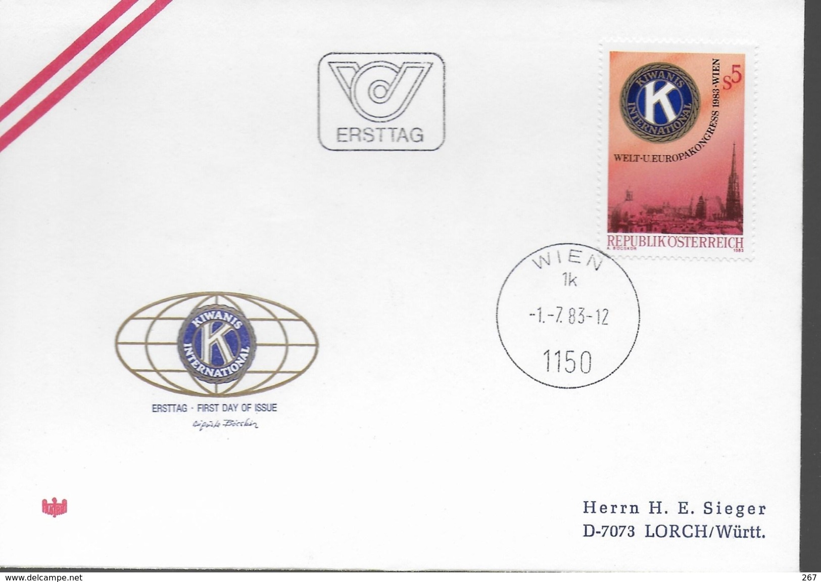 AUTRICHE   FDC  1983 Congres Mondial Et D Europe De Kiwanis International - FDC