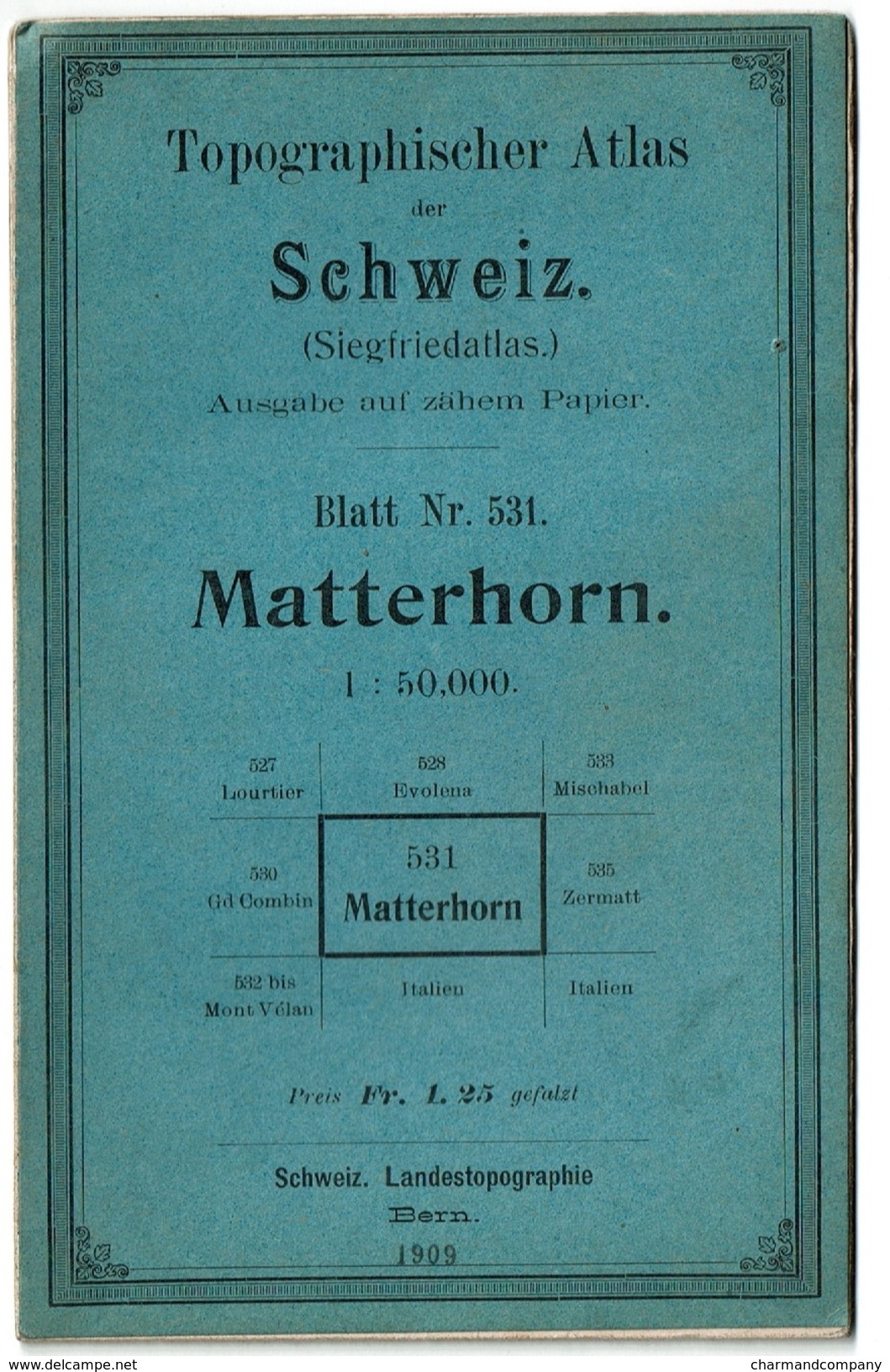 1909 - Topographischer Atlas Der Schweiz - Section 8, Bl. XXII - Blatt Nr 531 - MATTERHORN - 1:50,000 - 2 Scans - Cartes Topographiques