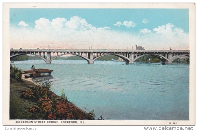 Illinois Rockford Jefferson Street Bridge Curteich - Rockford