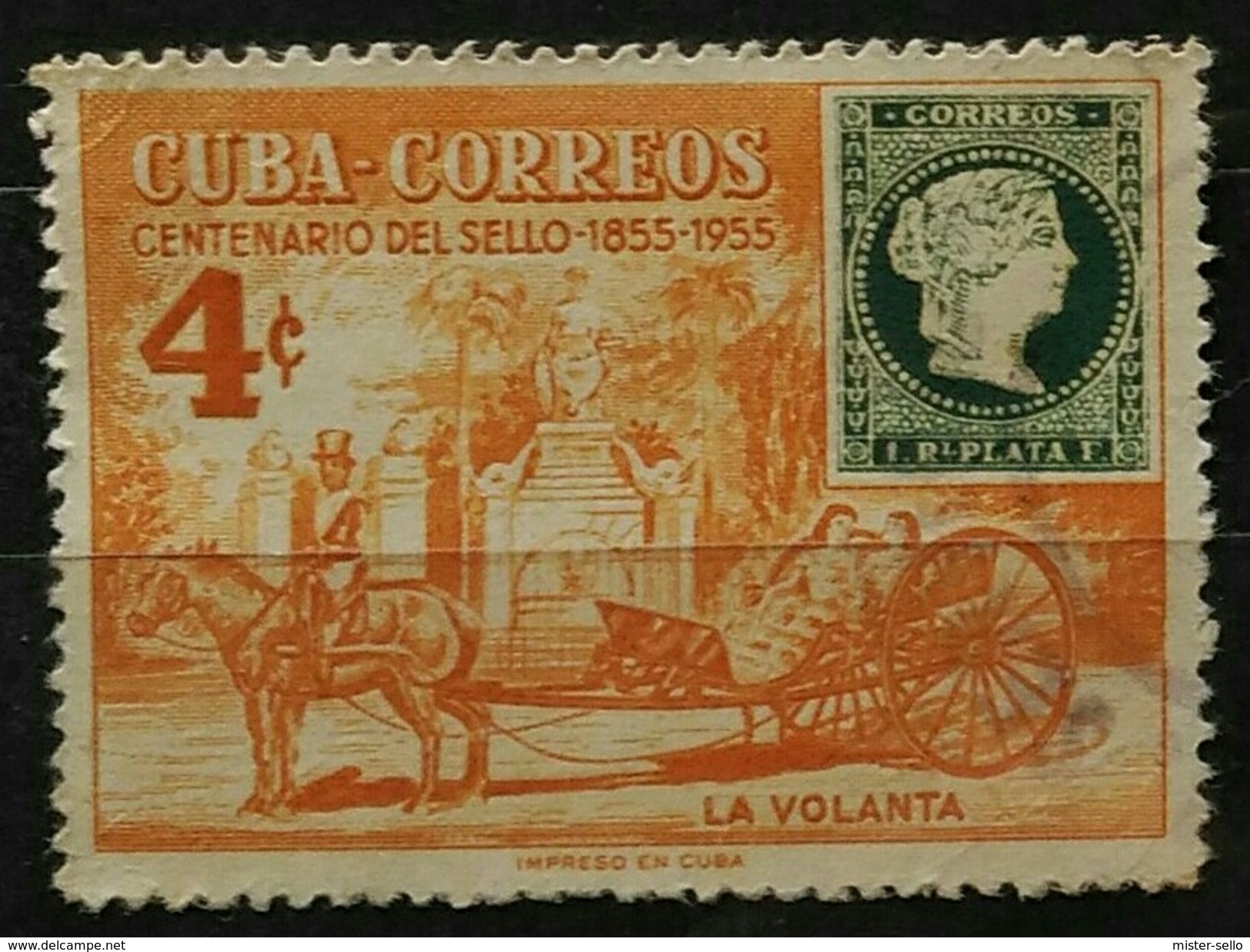 CU BA 1955 The 100th Anniversary Of The First Cuban Postage Stamps. USADO - USED. - Usati