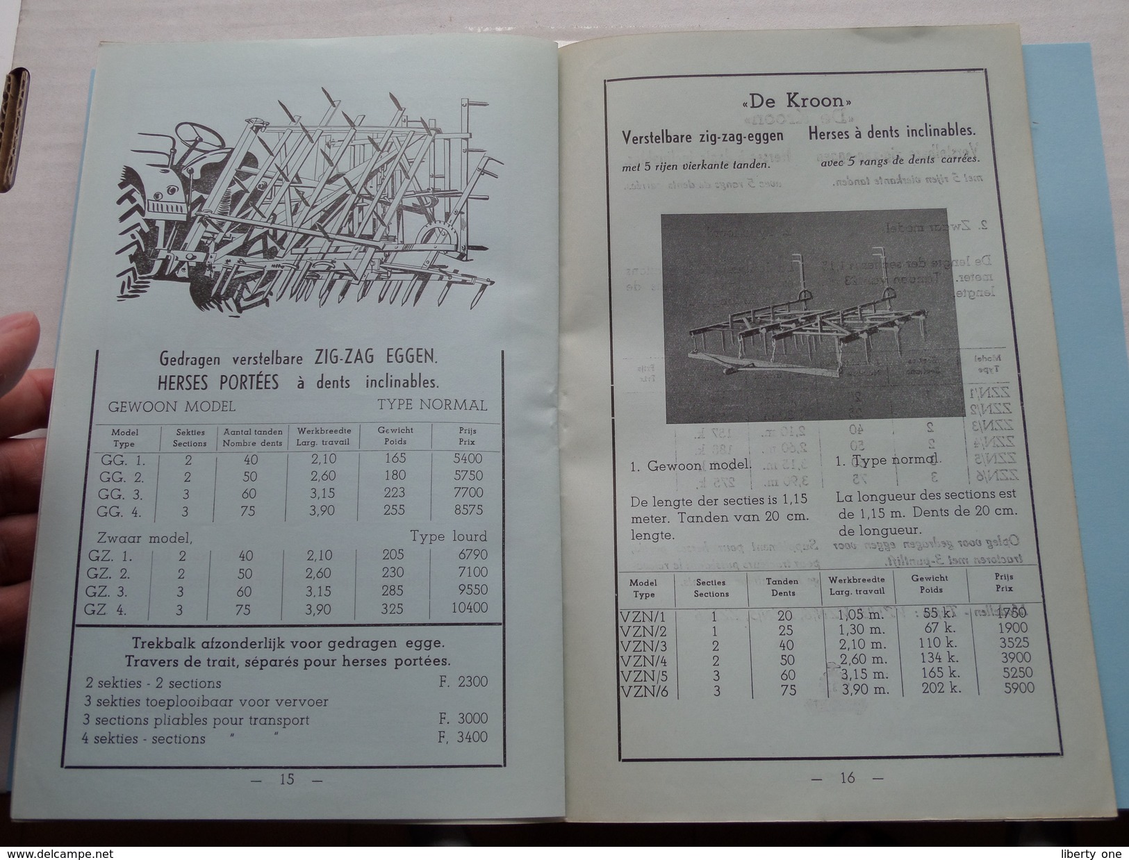 Landbouwmachines Cyriel WEEMAES & Zn Smishoek MEERDONK-Waas DE KROON ( Tarief N° 61 ) 1961 !