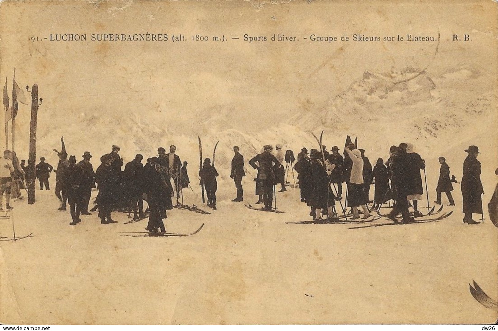 Luchon-Superbagnères - Sports D'Hiver - Groupe De Skieurs Sur Le Plateau - Carte R.B. N° 91 - Winter Sports