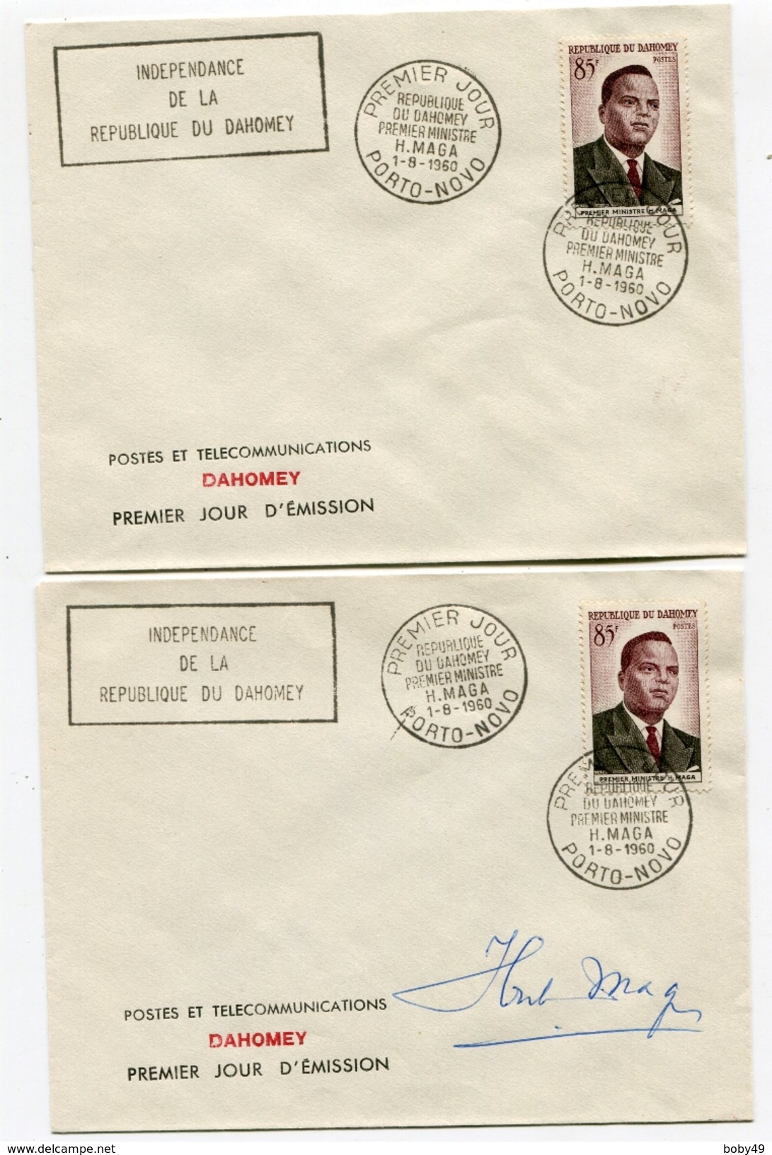 2 Env. 1 Ier Jour  1 Ier Ministre MAGA Dont 1 Signée - Bénin – Dahomey (1960-...)